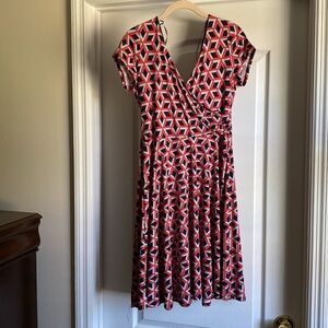 Kaileigh Red and Black Geometric Dress